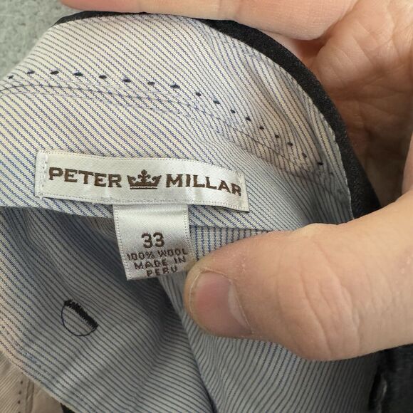 S Peter Millar Pants Mens 33x31 Grey Flat Front Dress Straight Wool Office Work - Picture 9 of 9